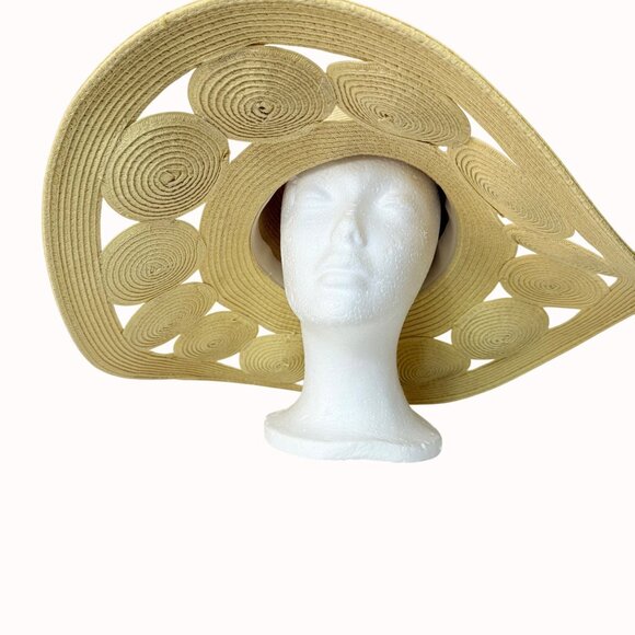 Oversized Wide Brim Sun Hat Straw Circle Resort Fashion Cruise Chic Kate Landry - Picture 14 of 15